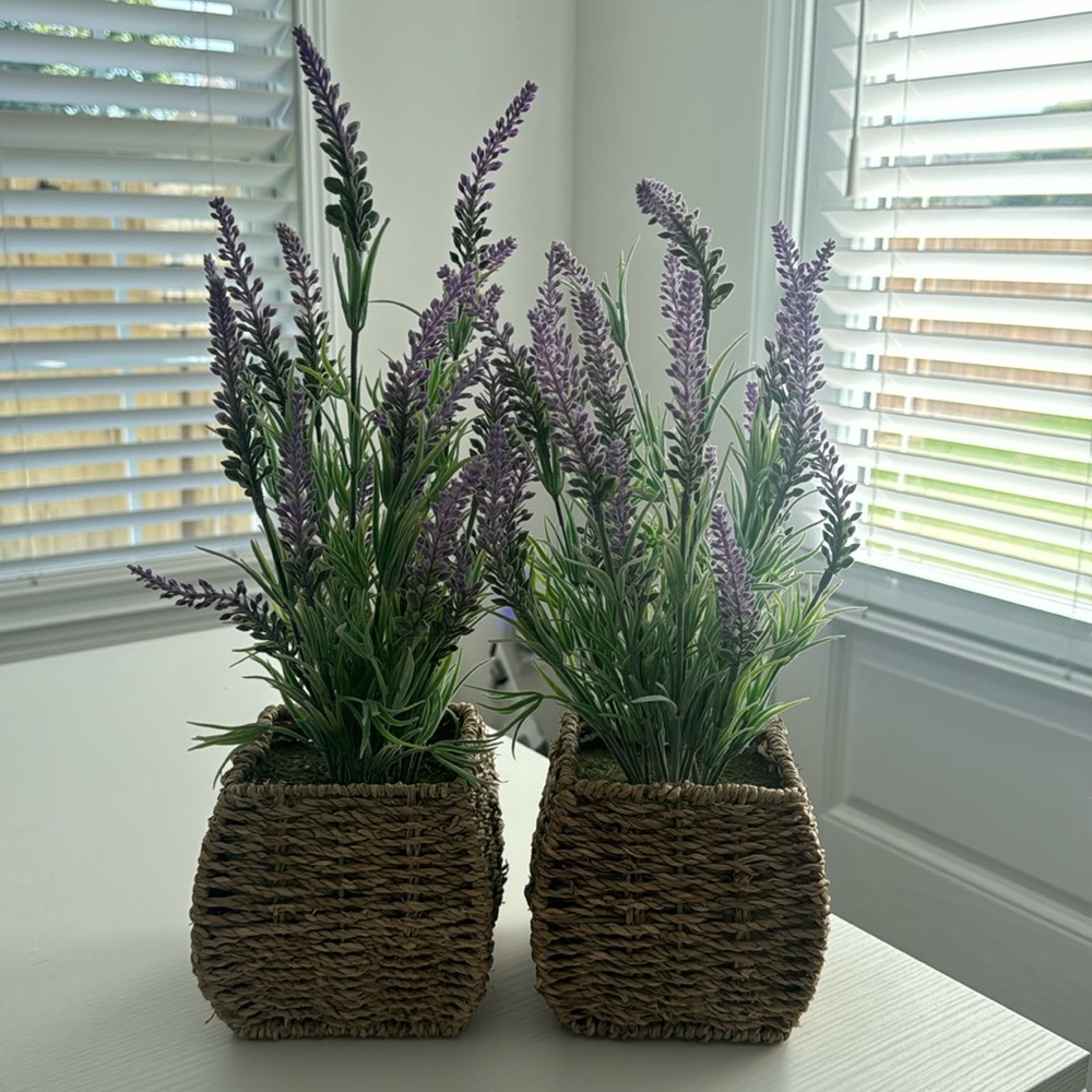 Purple artificial flower decor